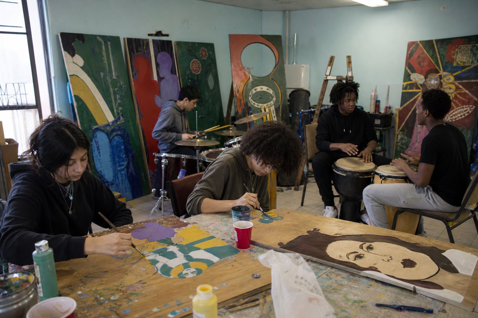 Humboldt Park young people taking part in an arts and music program