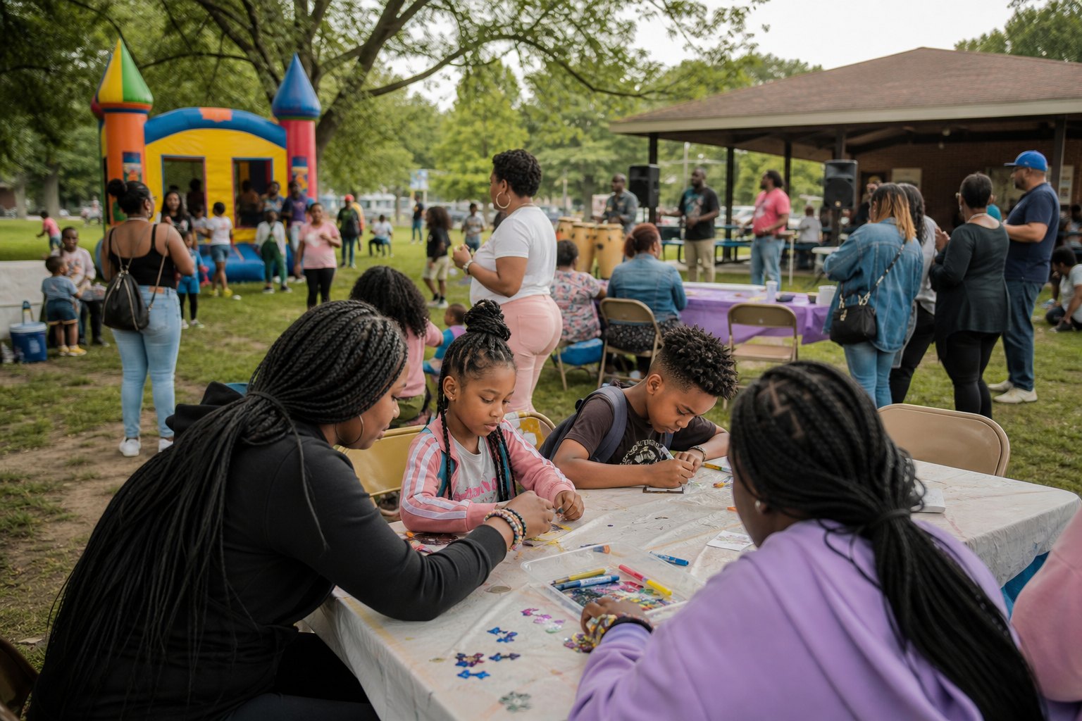 Robbins families enjoying an intergenerational summer community event