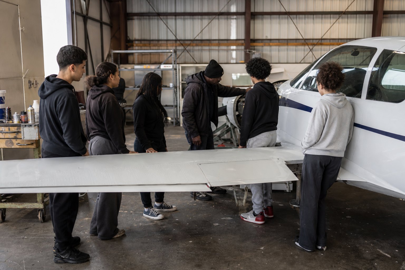 Waukegan youth practicing aviation skills with an instructor