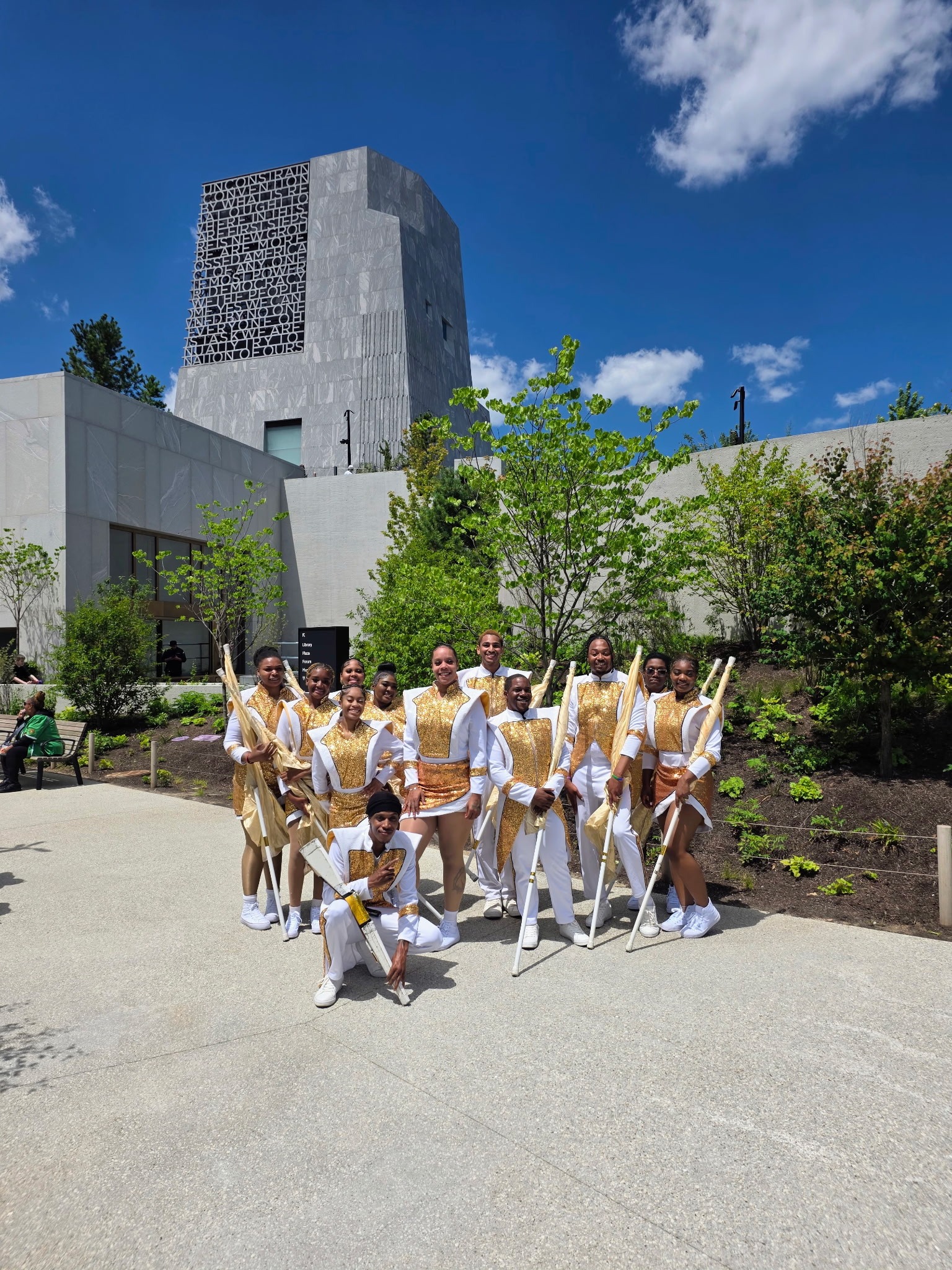South Shore Drill Team members gathered at the Obama Presidential Center